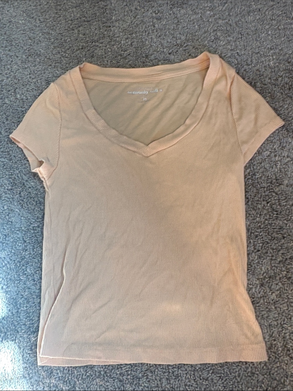 Aeropostale Peach V-Neck Short Sleeve Tee